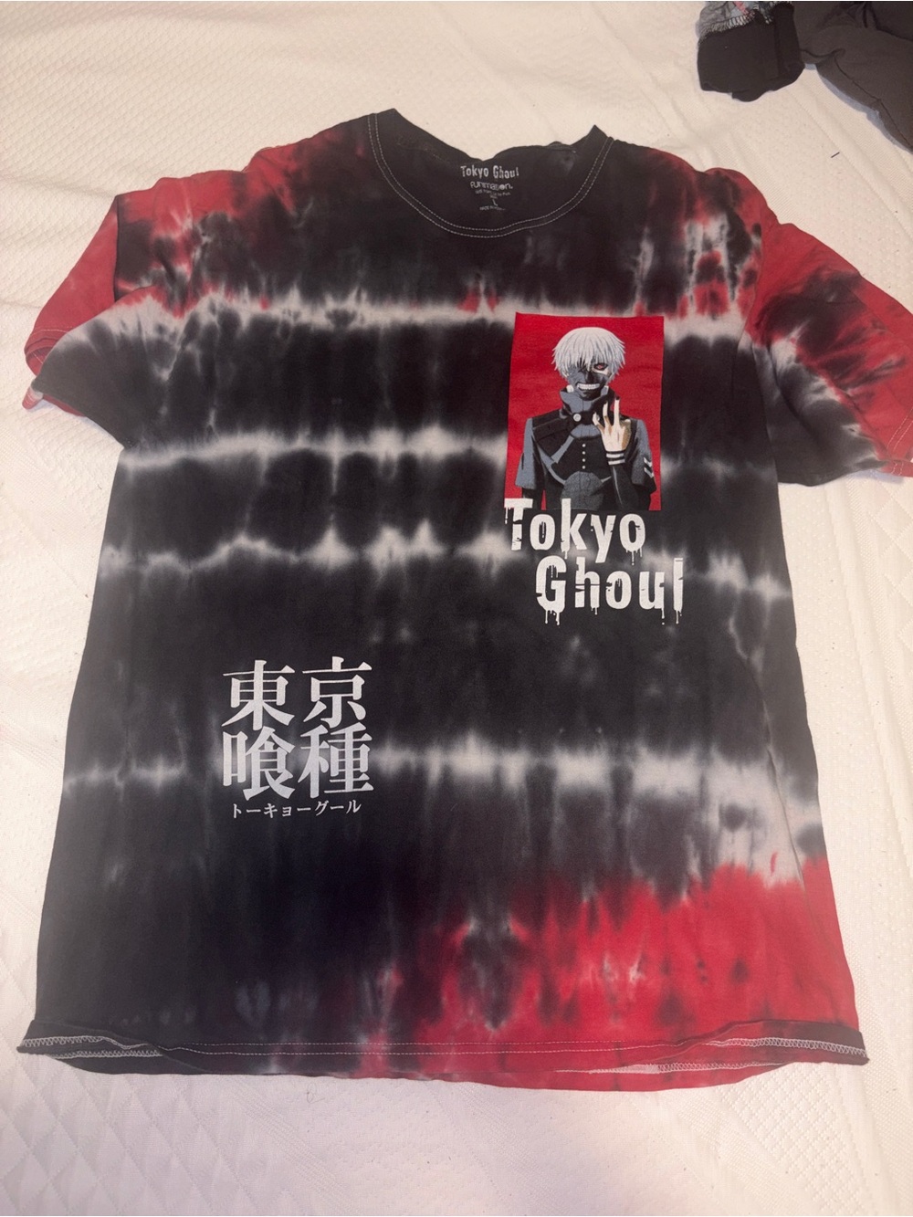 Tokyo Ghoul Men’s Tie-Dye Graphic Polo T-Shirt — Black & Red